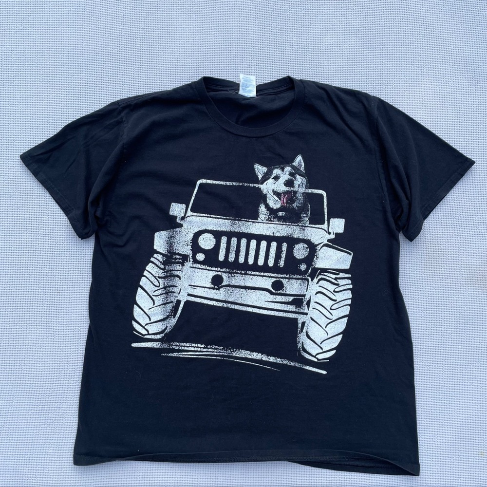 Port & Company Graphic T-Shirt Women Large Black Husky Off-Road Tee